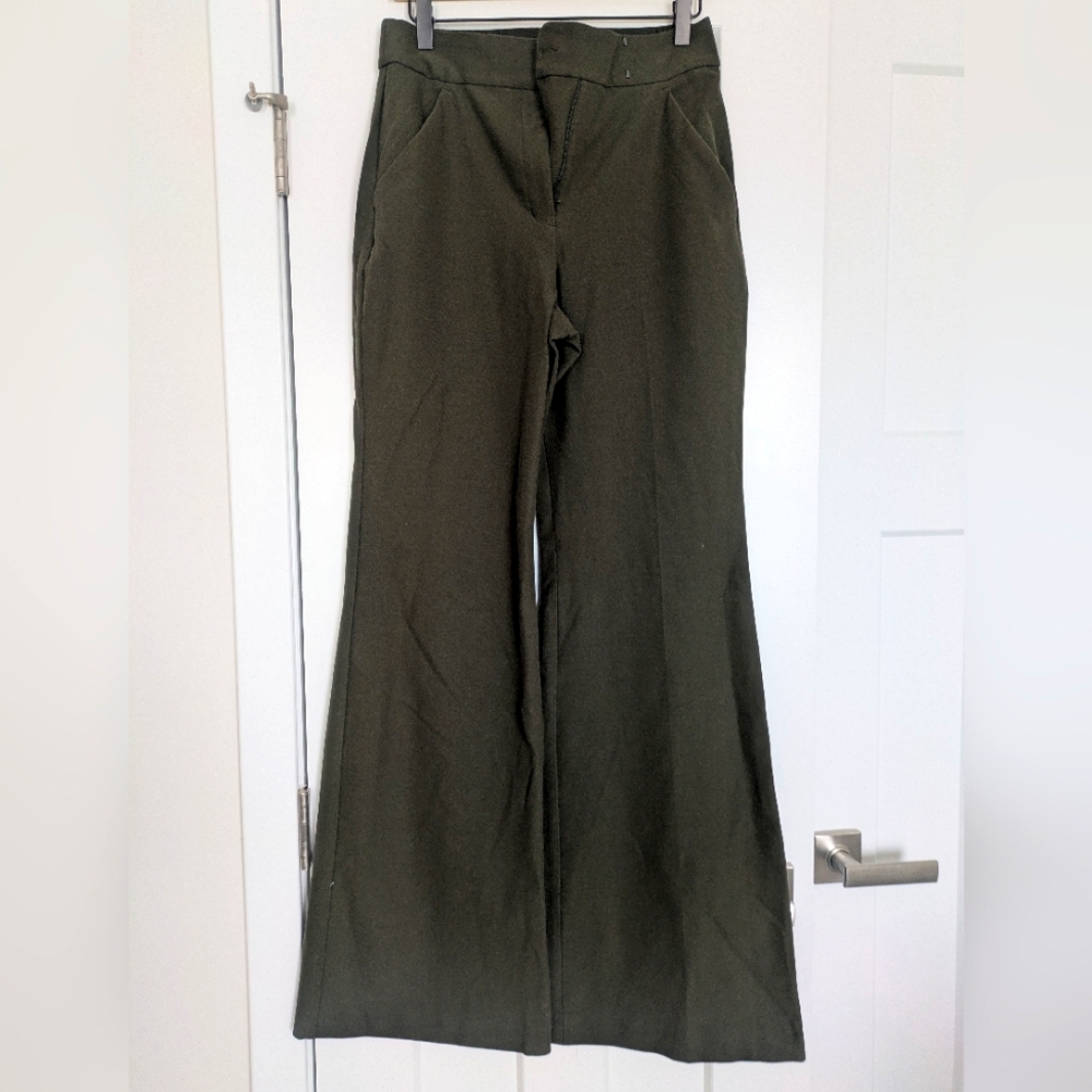 Express Olive Green Wide-Leg Trousers